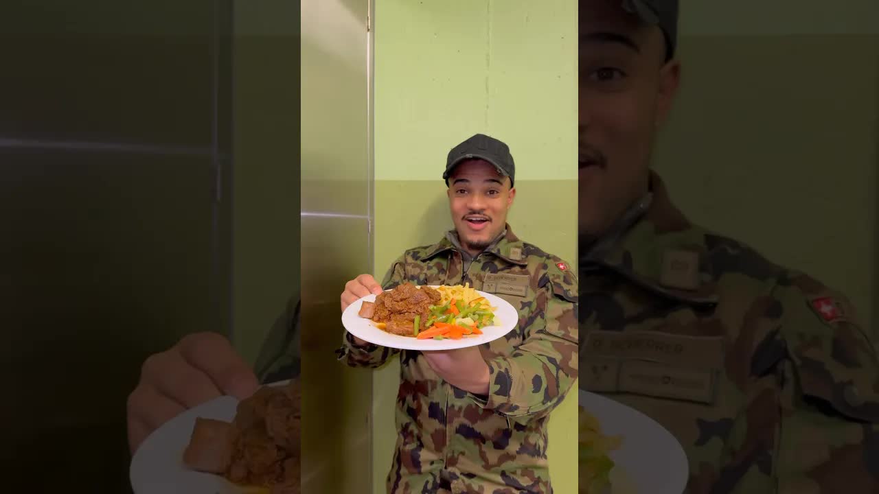 Mittagessen in der Schweizer Armee: Spätzli mit Ragout