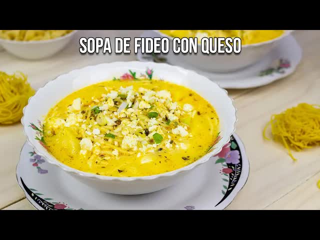 Sopa de fideo con queso paso a paso