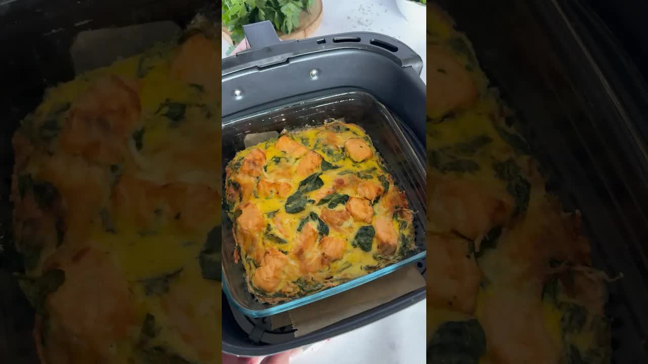 Quiche de salmão sem base feita na air fryer