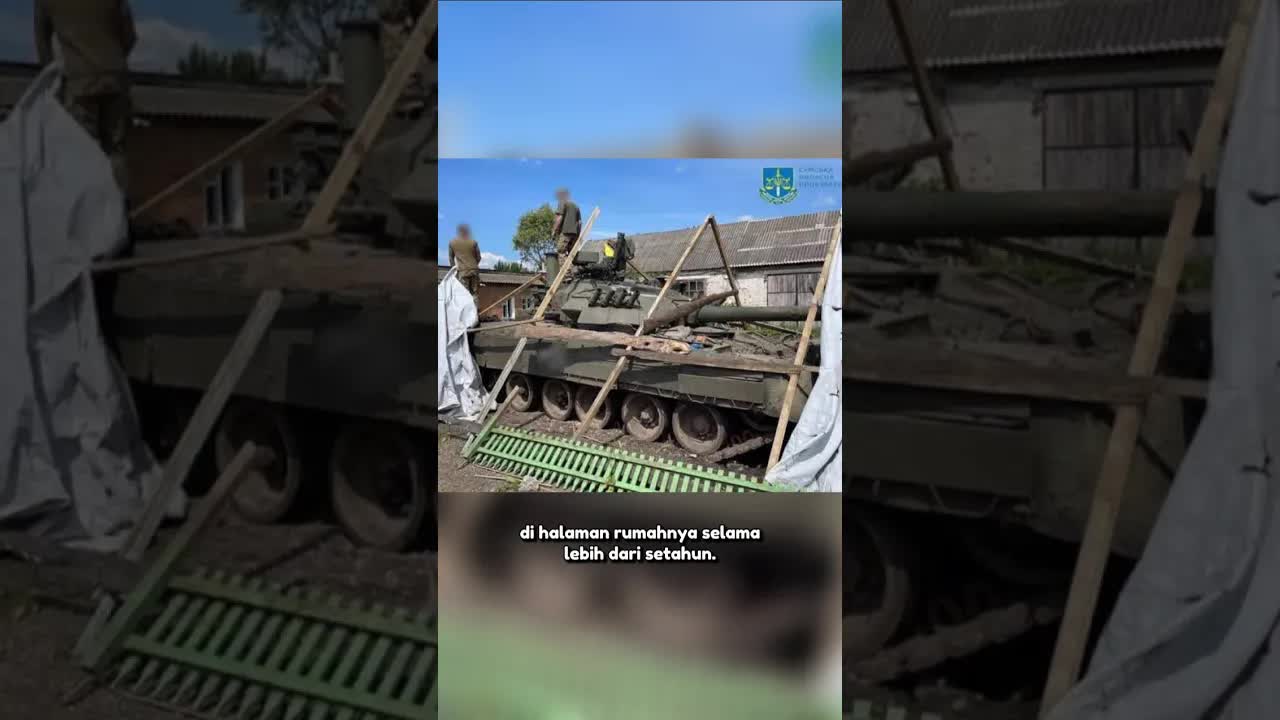 Petani Ukraina Menyimpan Tank Rusia Sebagai Suvenir