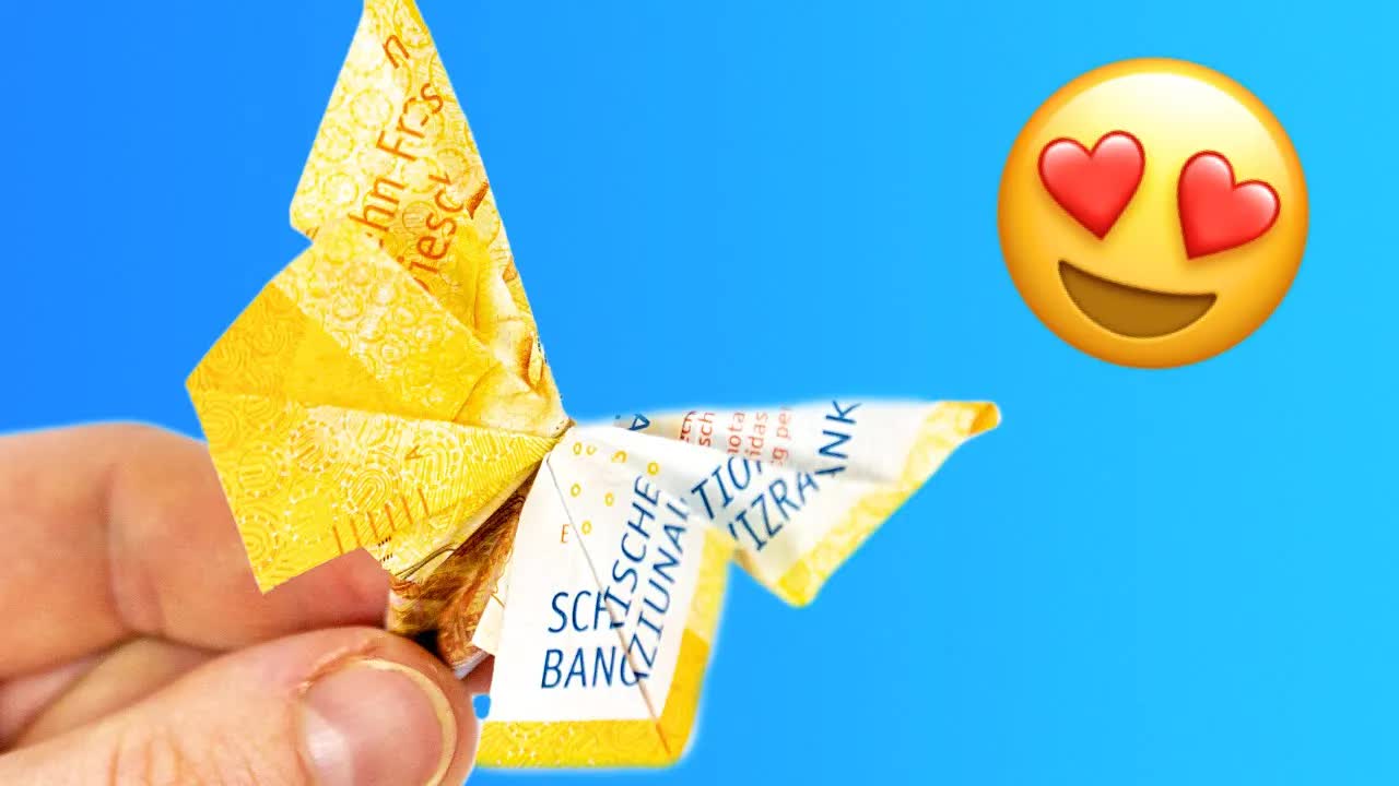 Schmetterling aus Geld falten Anleitung