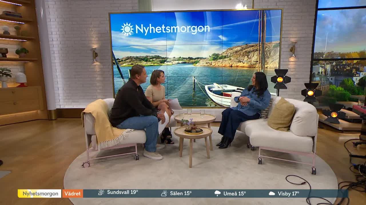 Gravid skådespelare och jurist intervjuas på Nyhetsmorgon