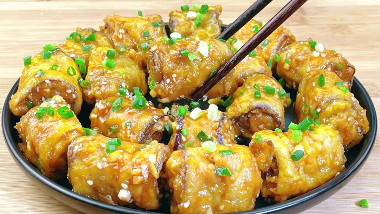 茄子肉捲新吃法，香酥又下飯