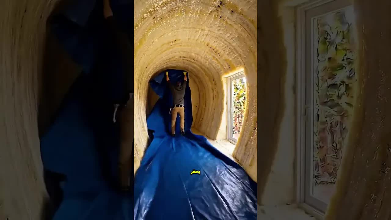 رجل يبني بيتًا سريًا داخل بطيخة