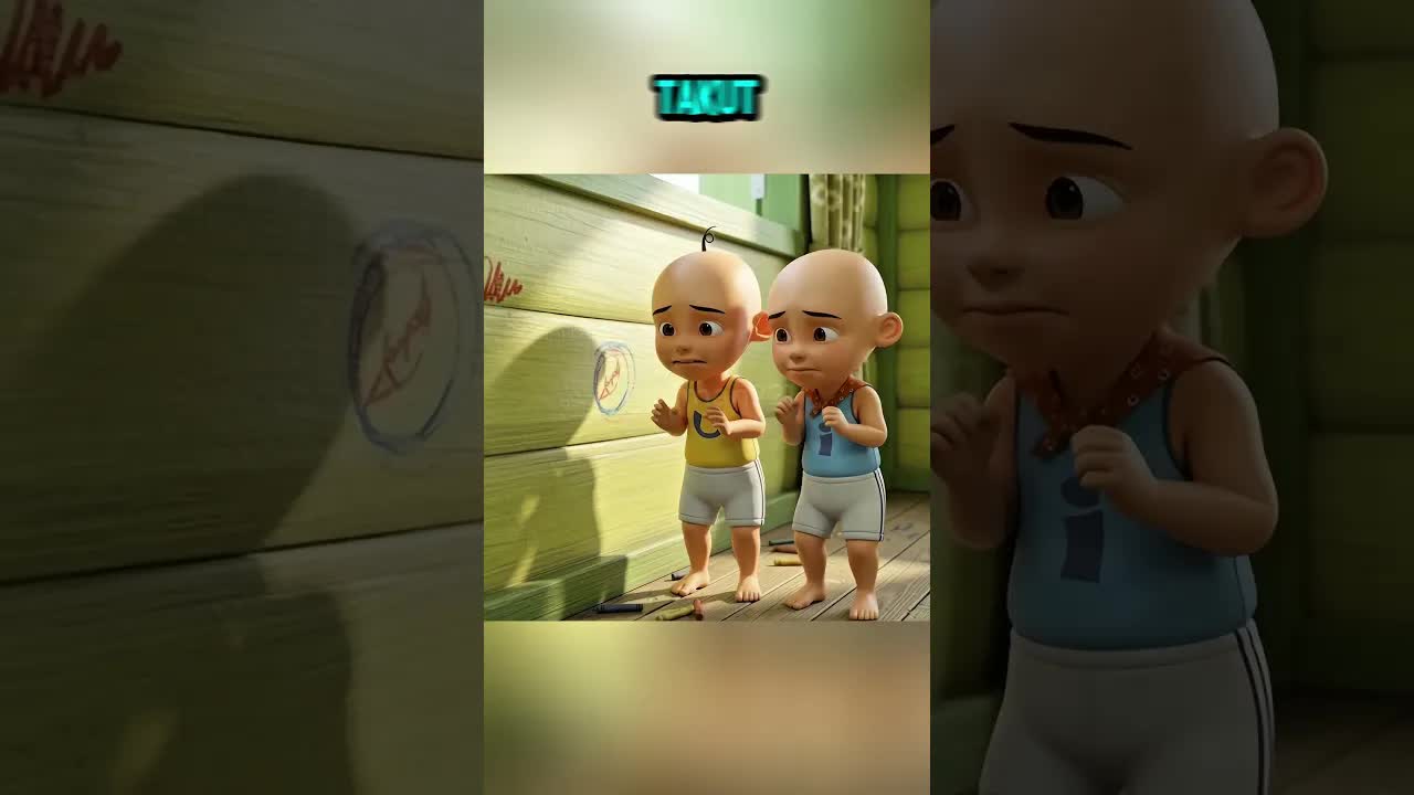 Upin dan Ipin Conteng Dinding Rumah
