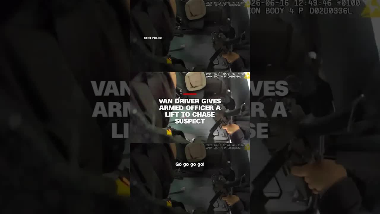 Van driver helps armed officer chase suspect