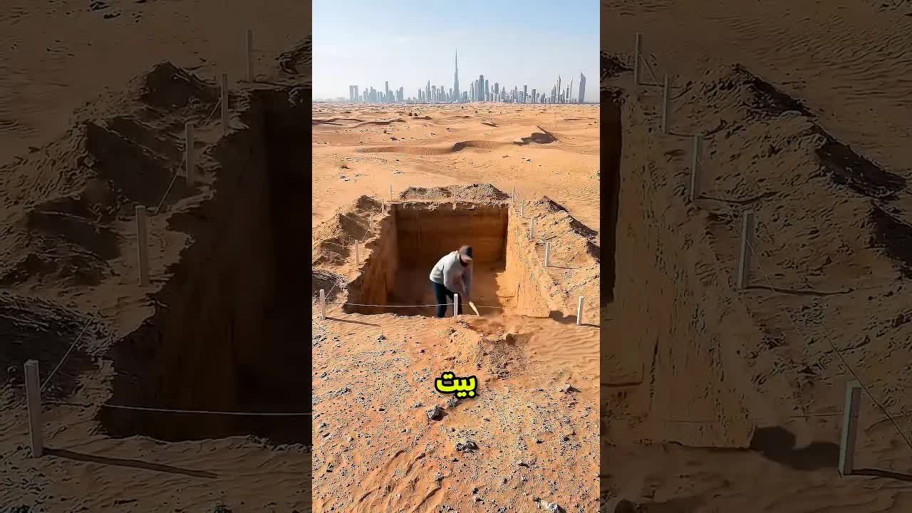 رجل يبني بيتًا سريًا تحت الأرض