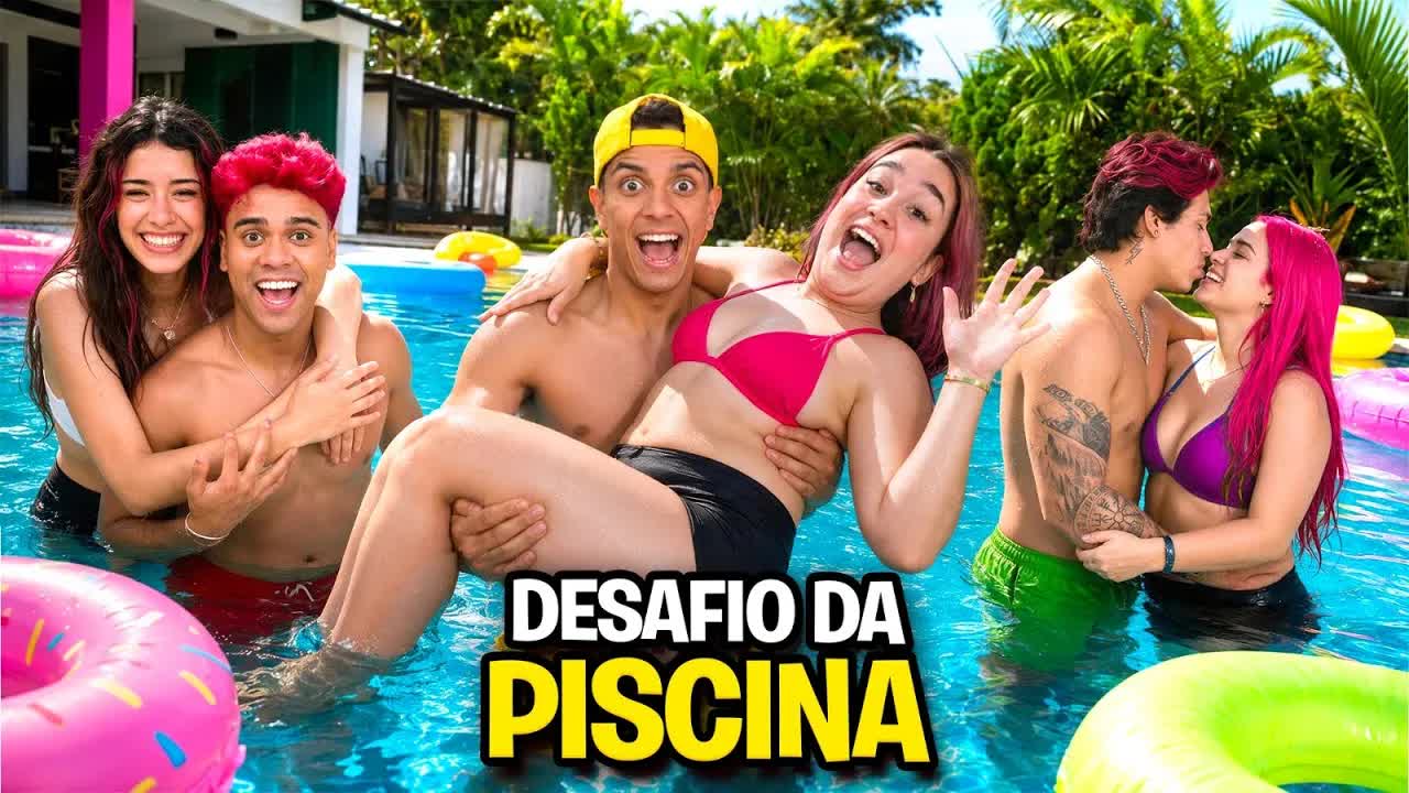Desafio de casal na piscina