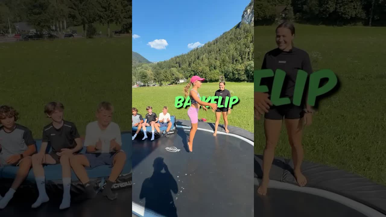 Trickvorführung auf dem Bungee-Trampolin