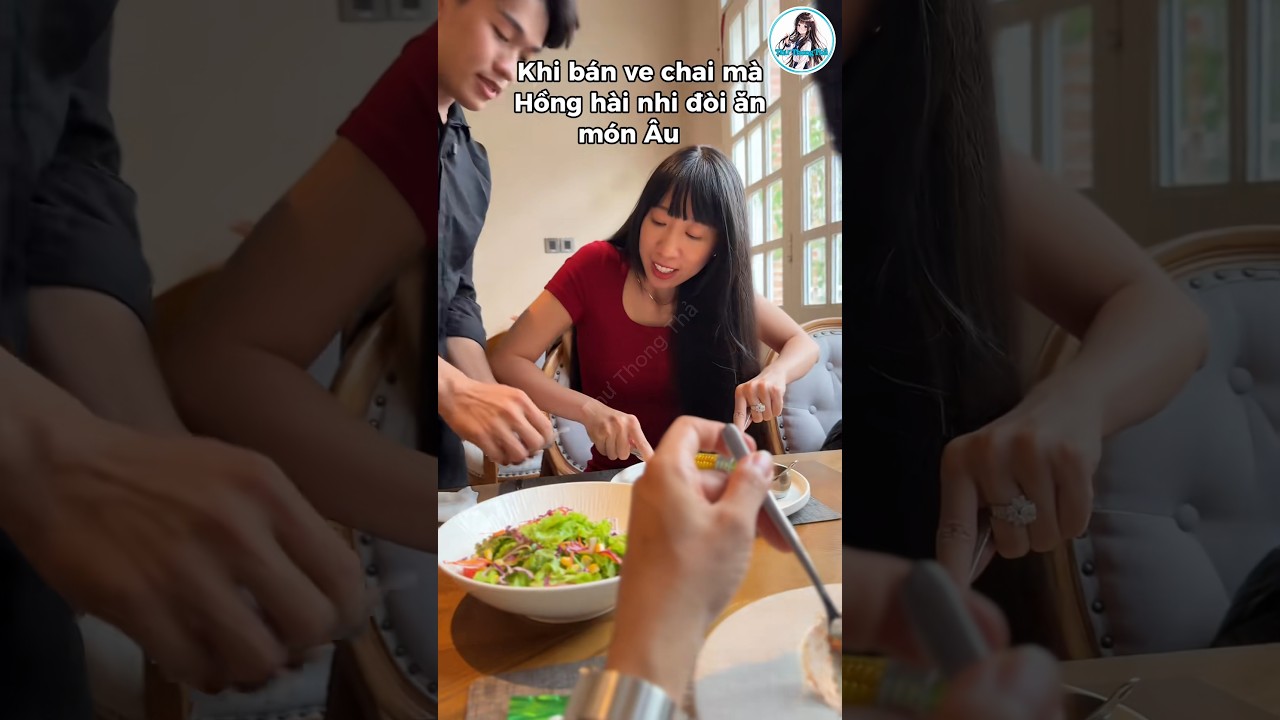 Hồng Hà Nhi đi ăn nhà hàng Âu sau khi nhặt chai