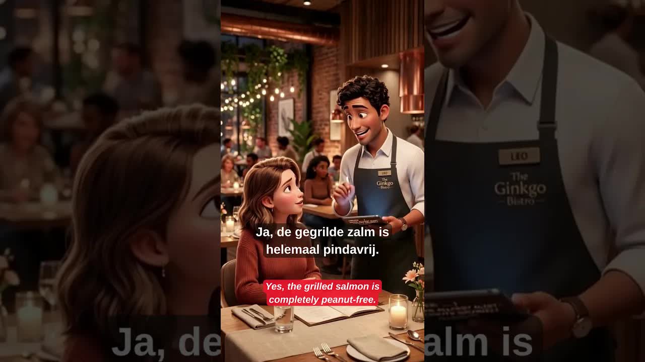 Een gesprek in een restaurant over een allergie