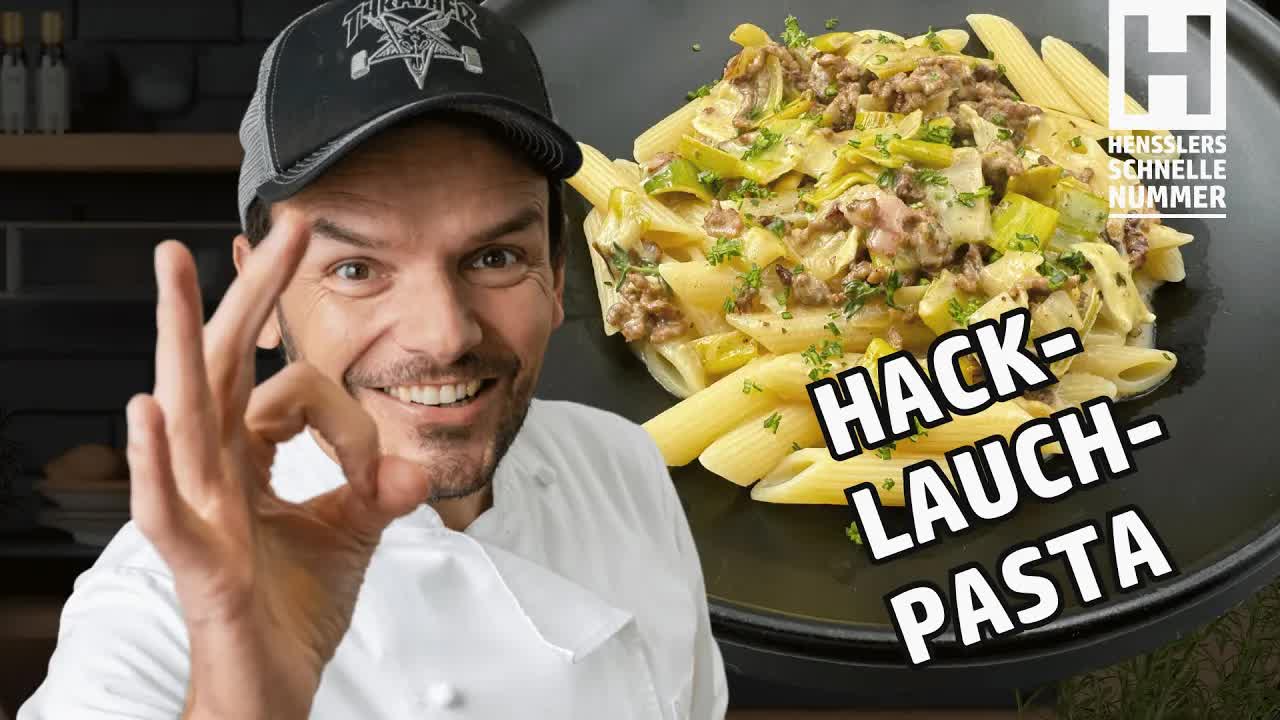 Schnelles Hack-Lauch-Pasta Rezept mit Camembert
