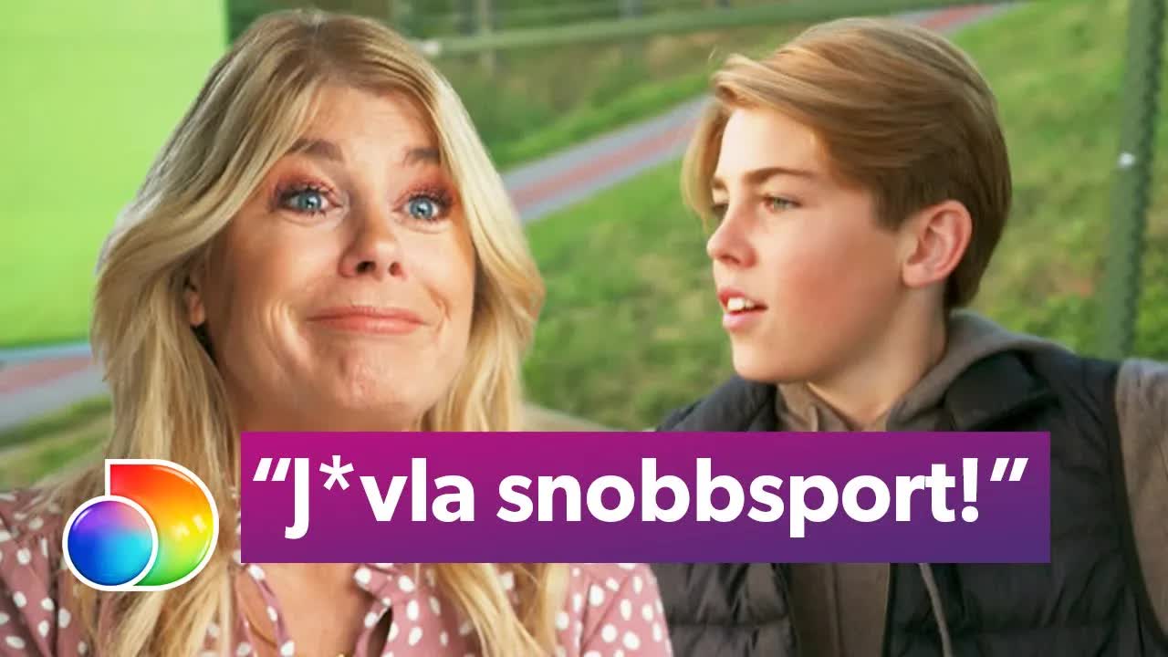 Theo och Pernilla spelar golf på rangen