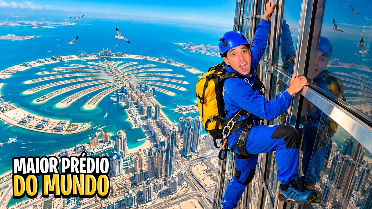 Subindo no Burj Khalifa com minha esposa